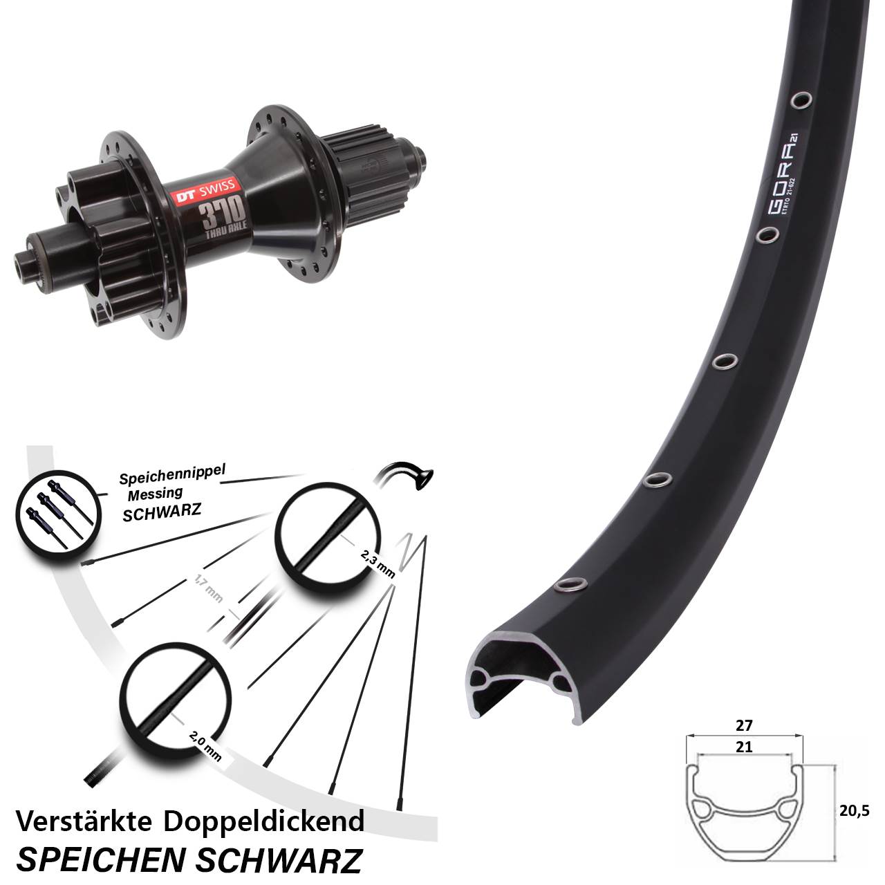 Disc Laufrad QR 29 Zoll Gora 21 DT Swiss 370 Shimano Micro Spline