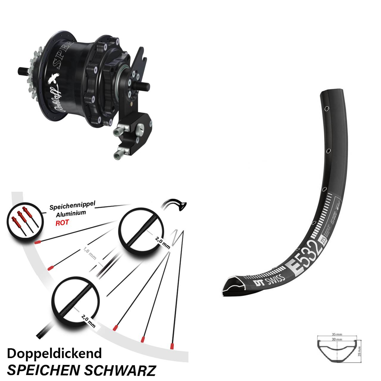 Disc Hinterrrad 27,5 Zoll DT Swiss E 532 Rohloff Speedhub TS DB OEM2