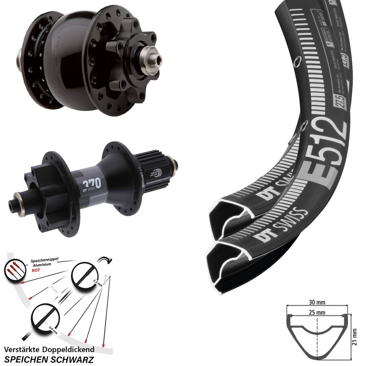 Disc Laufradsatz QR 29 Zoll DT Swiss E 512 370 SON 28 Shimano Micro Spline
