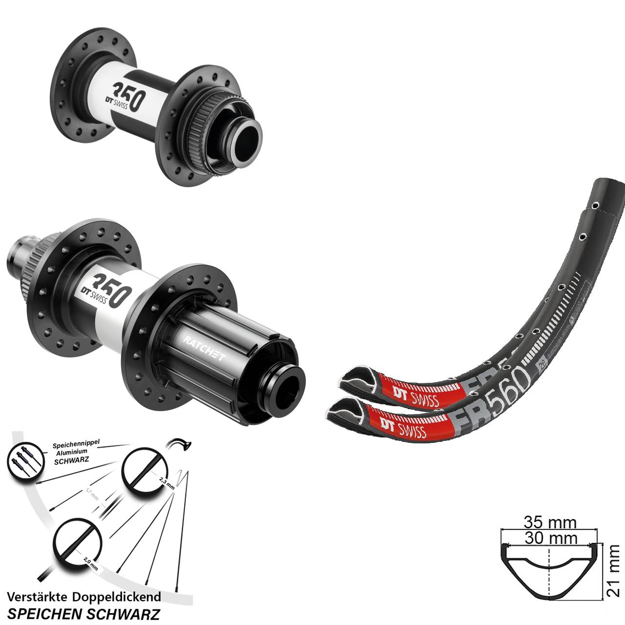 Centerlock Laufradsatz 15x100 12x142 26 Zoll DT Swiss FR 560-350 8-11 fach