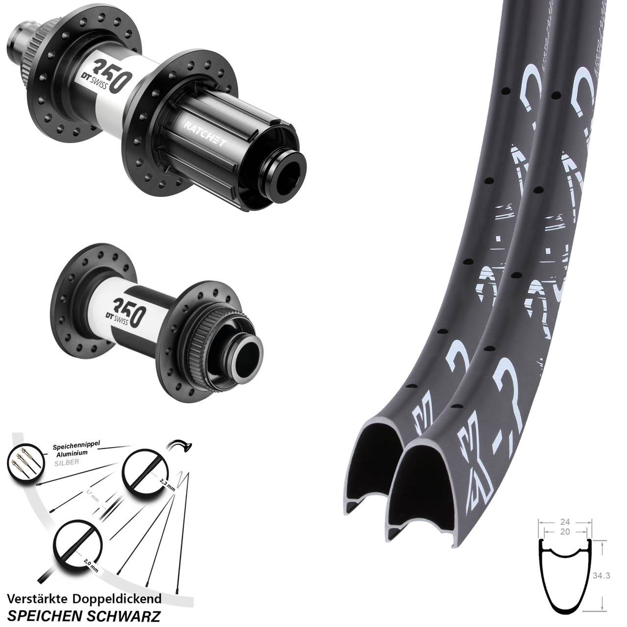 Disc Laufrad-Satz 28-29 Zoll KX-R Road DT Swiss 350 11-12 fach HG 15x100 12x142