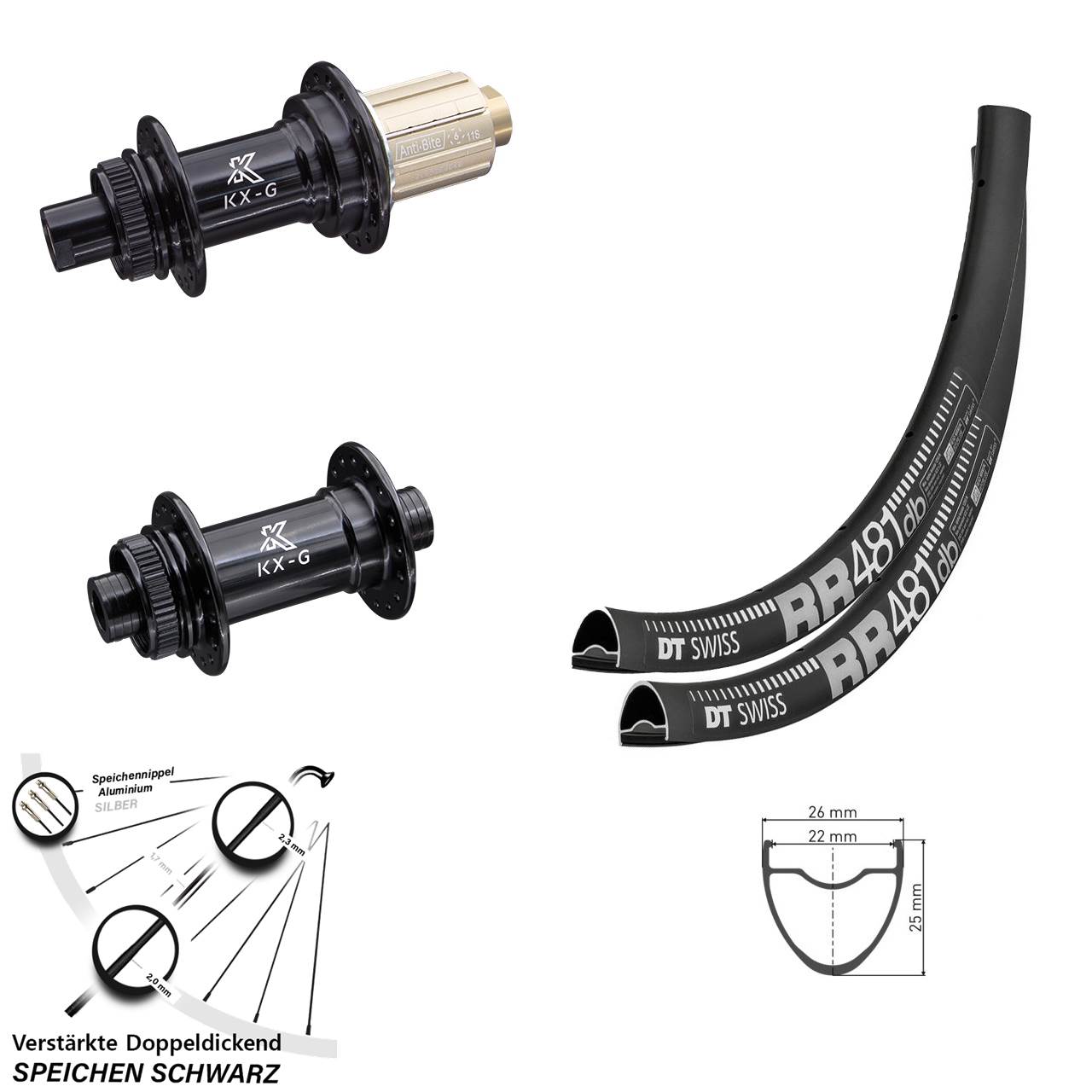 DT Swiss RR 481 KX-G 28 Zoll Centerlock Laufradsatz 12x100/142 8-12 fach