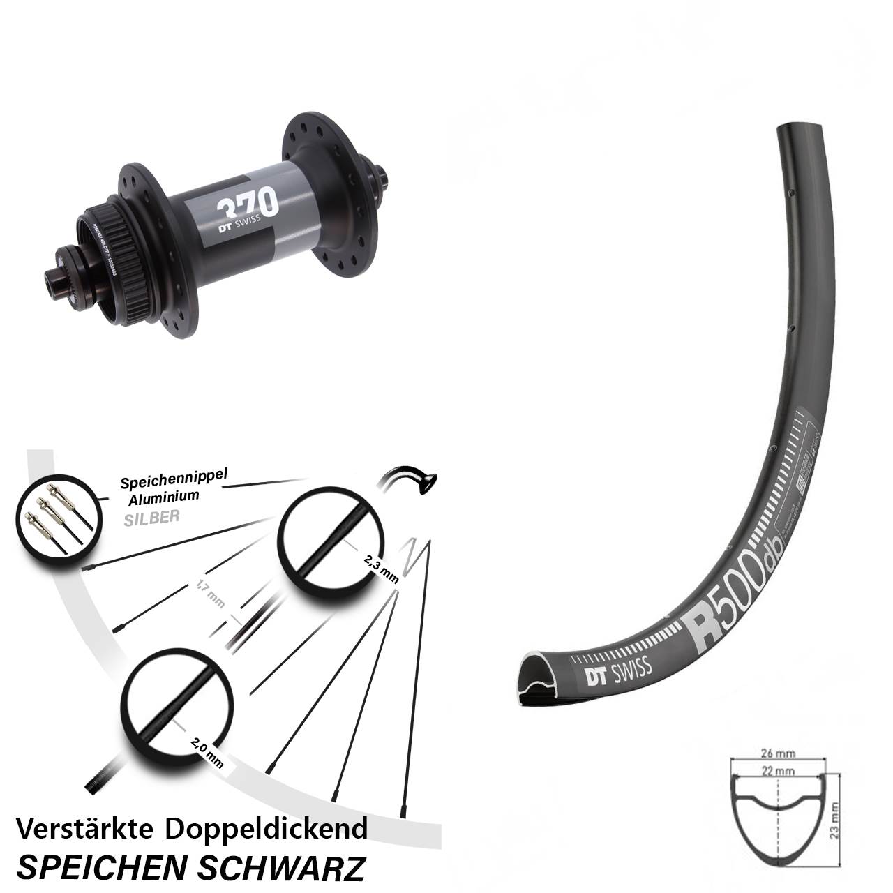 Disc Laufrad 28-29 Zoll DT Swiss R500-370 QR für Schnellspanner