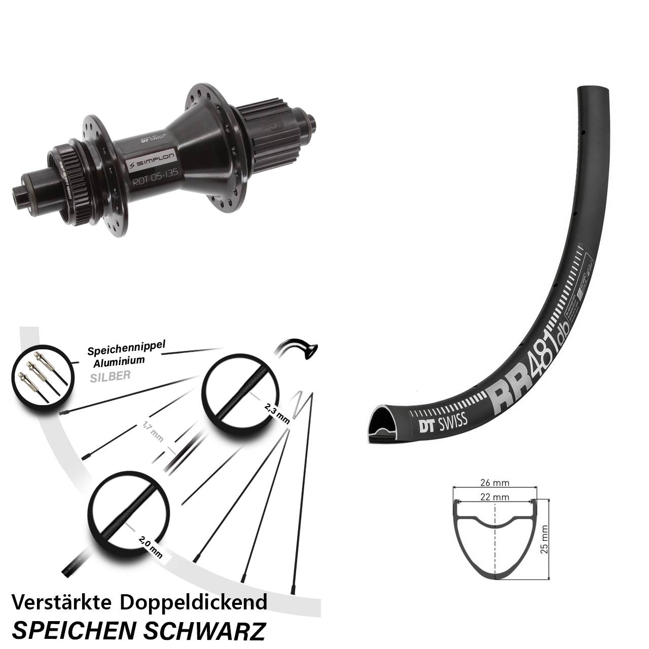DT Swiss RR 481-370 Hybrid 28 Zoll Centerlock Hinterrad QR Micro Spline