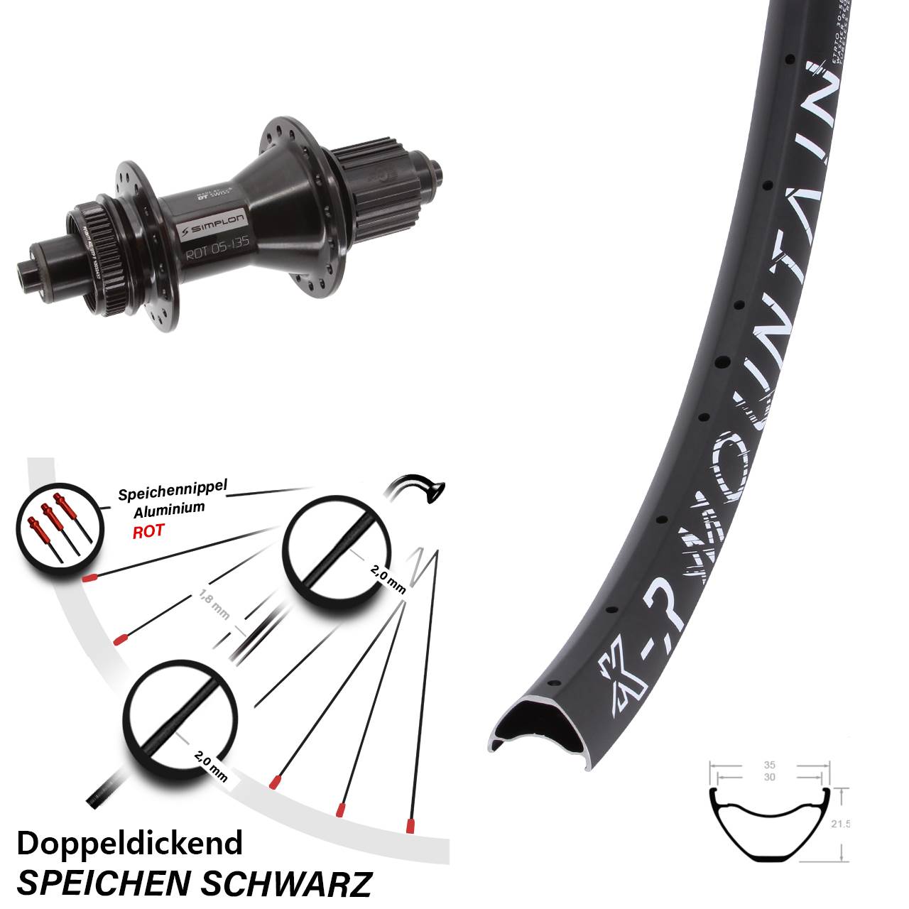 KX-R Mountain DT Swiss 370 Hybrid 27,5 Zoll Centerlock Hinterrad QR Micro Spline