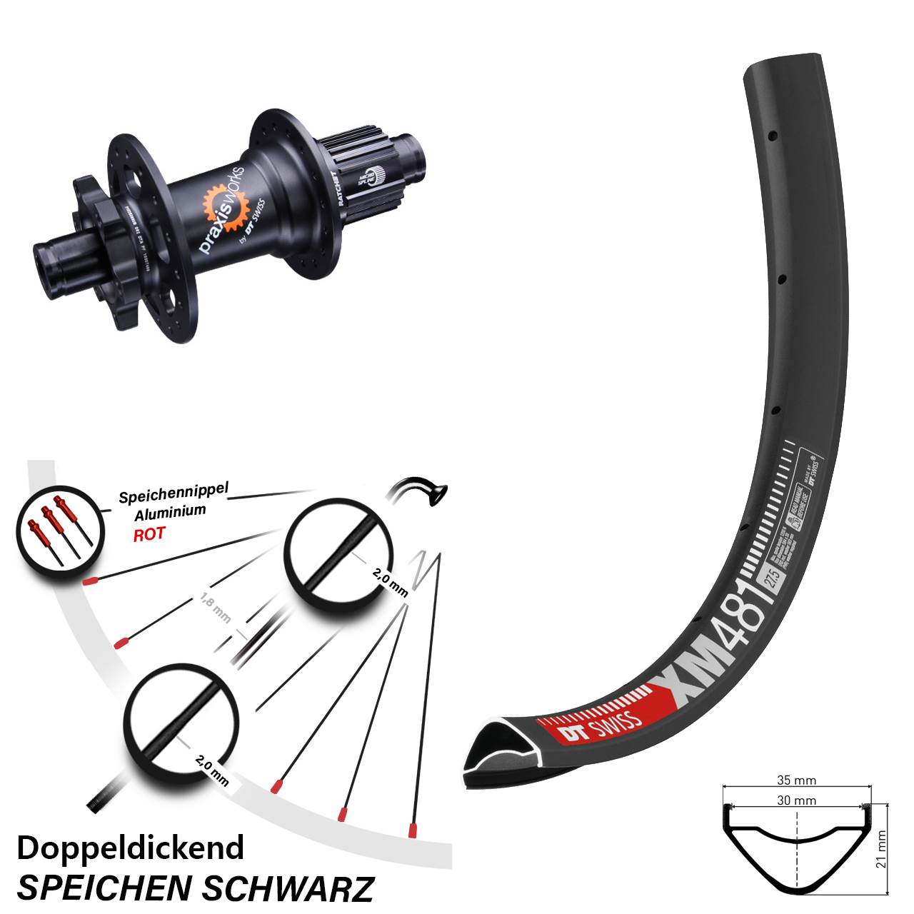 Disc Laufrad 27,5 Zoll DT Swiss XM 481-350 Shimano Micro Spline 12x142