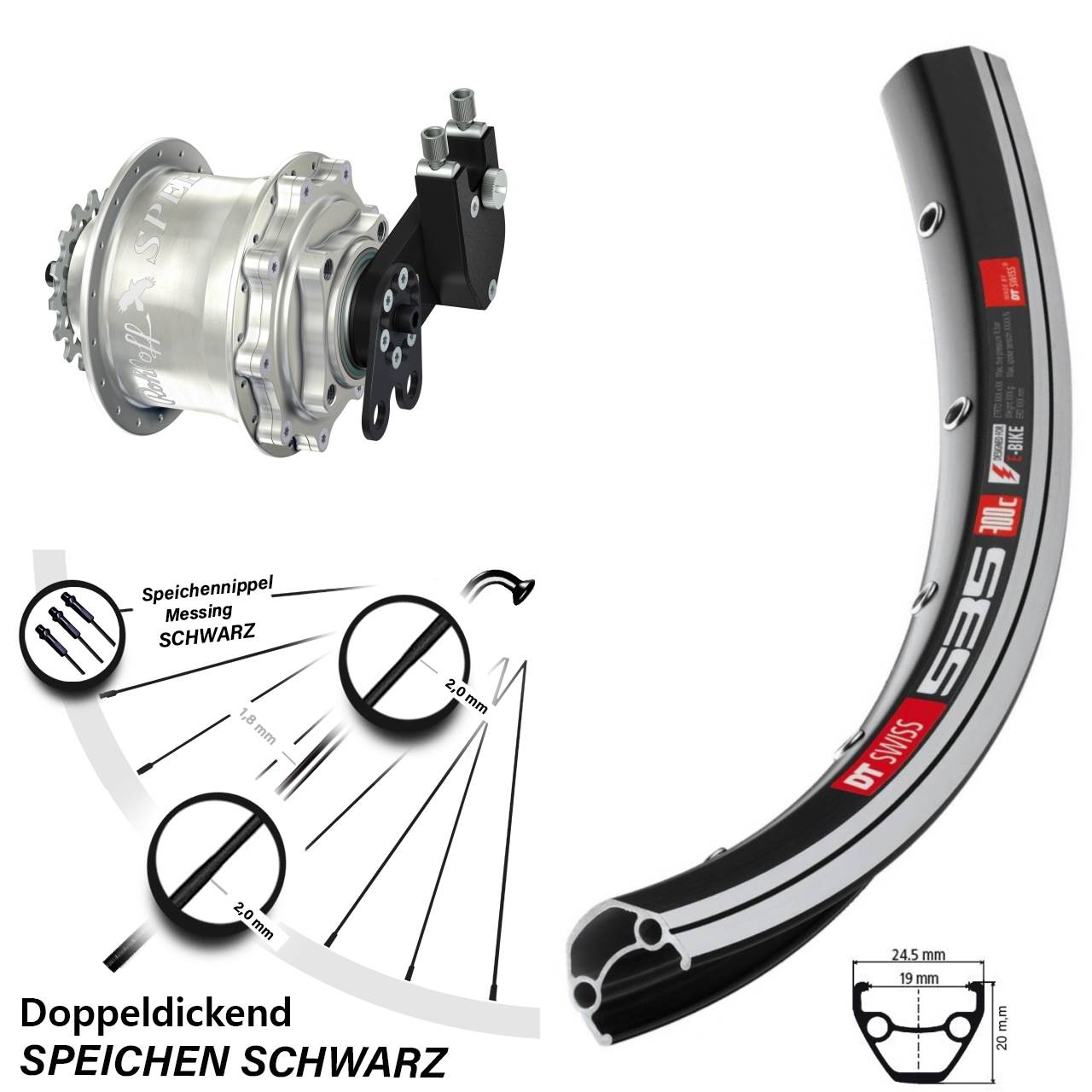 26 Zoll Hinterrad Rohloff Speedhub CC DB DT Swiss 535