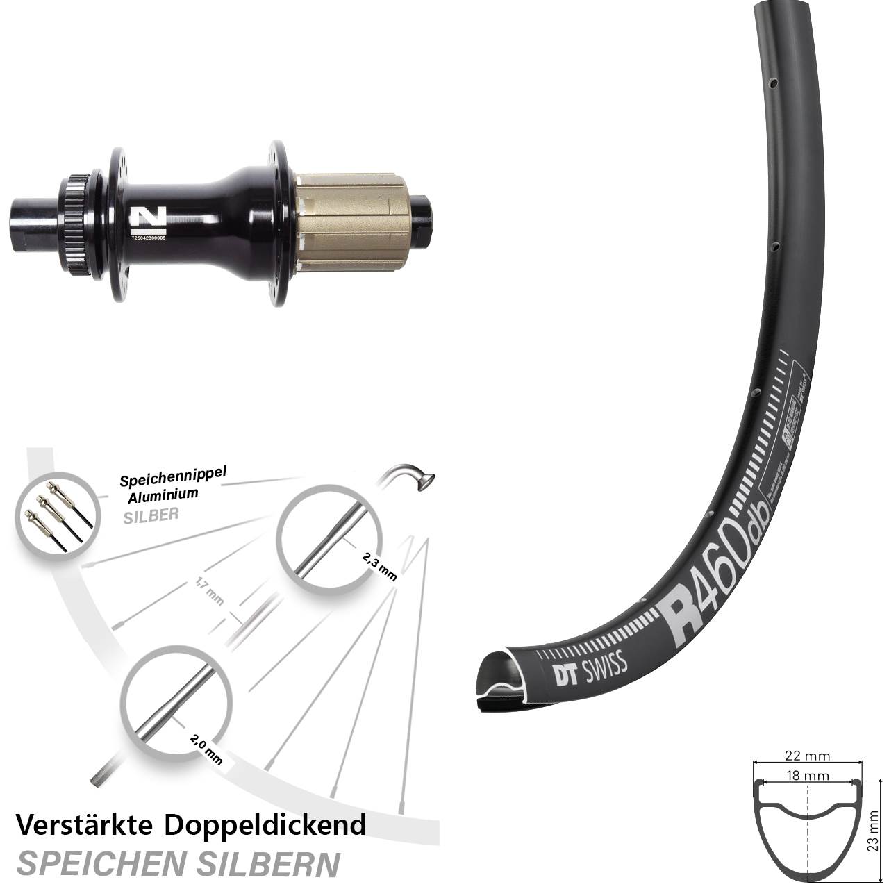 28 Zoll DT Swiss R 460 Novatec D792SB Hinterrad Centerlock 12x142 8-12 fach
