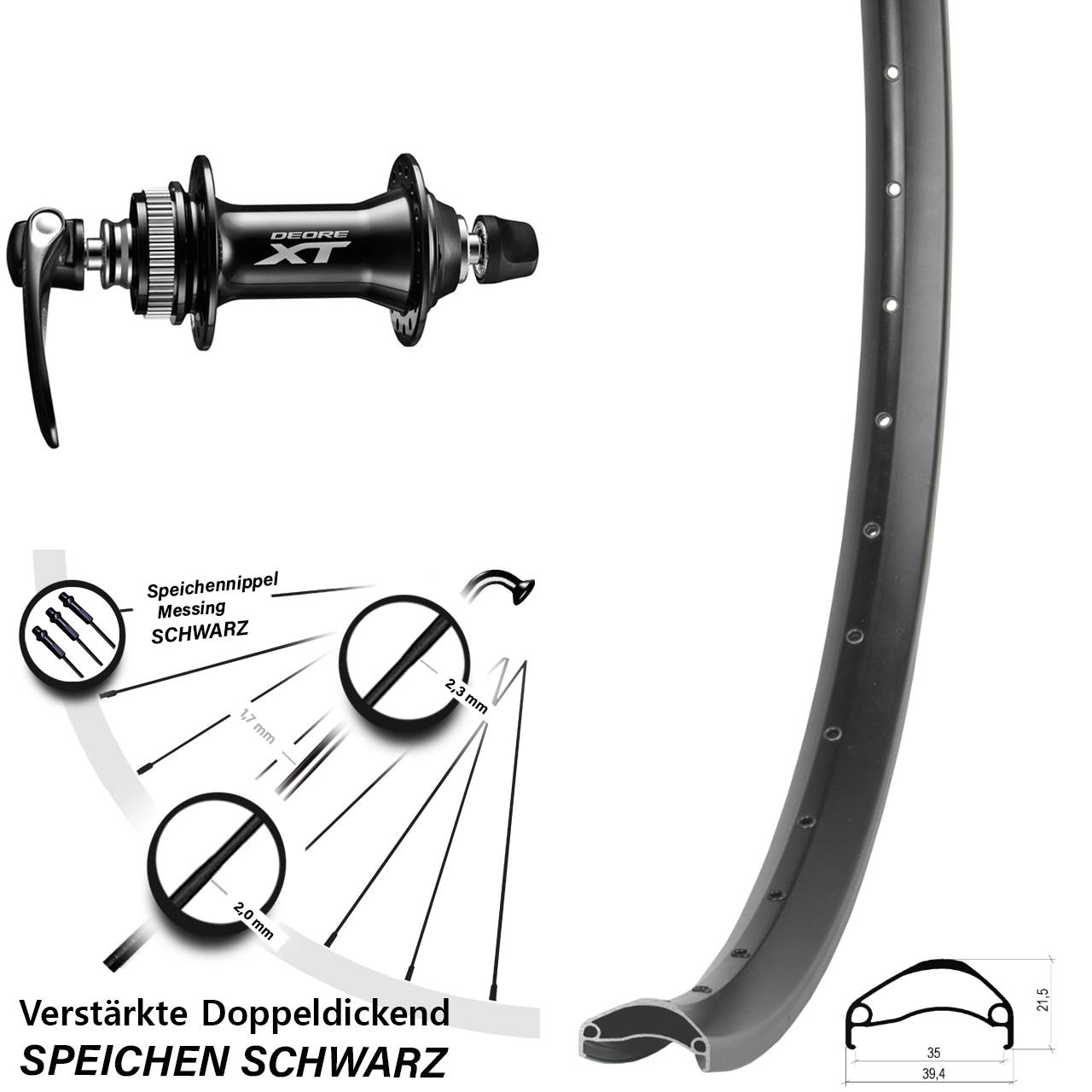 Centerlock Vorderrad QR 27,5 Zoll Ambrosio E35 Shimano XT