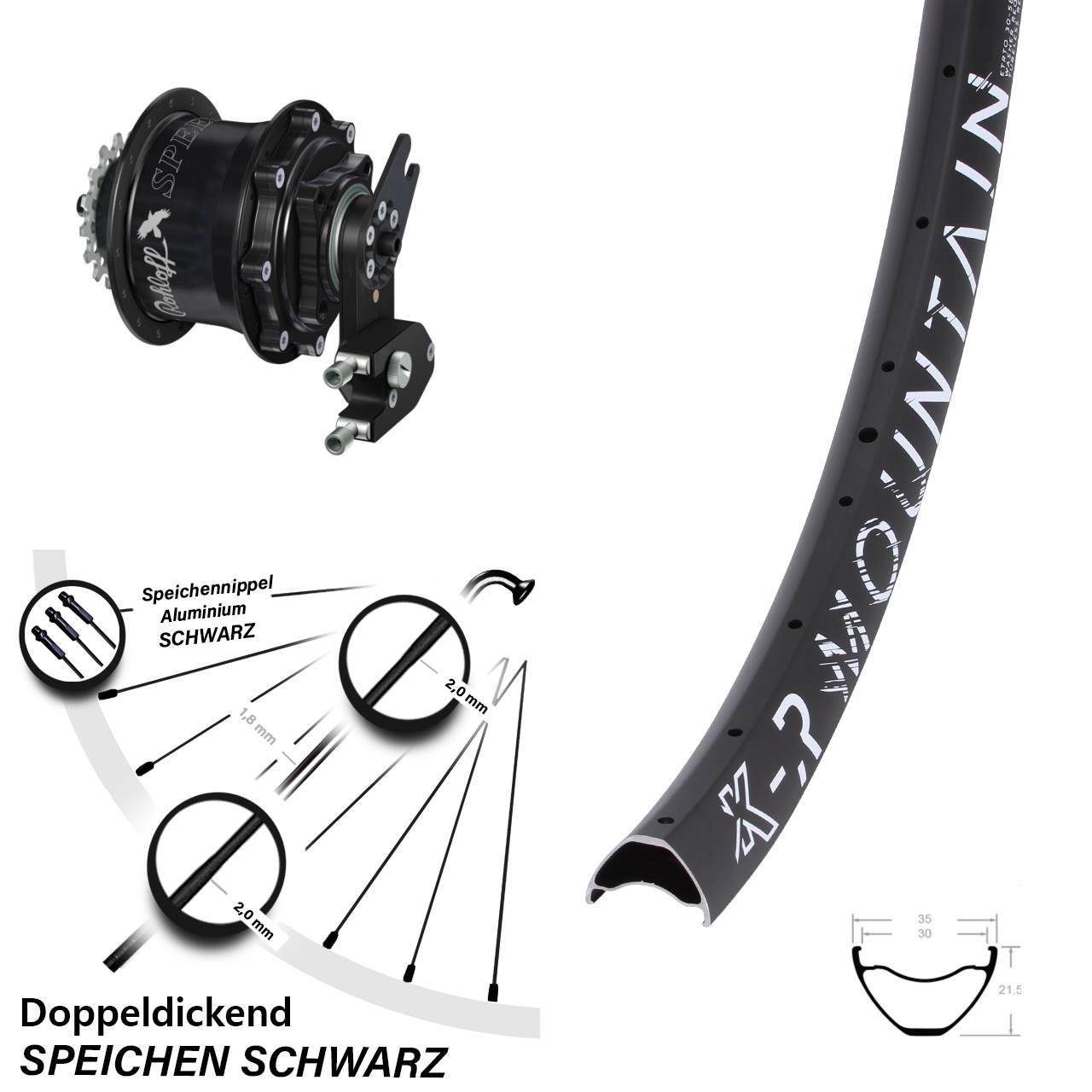 Disc Hinterrrad 29 Zoll KX-R Mountain Rohloff Speedhub CC DB OEM2 Tandem