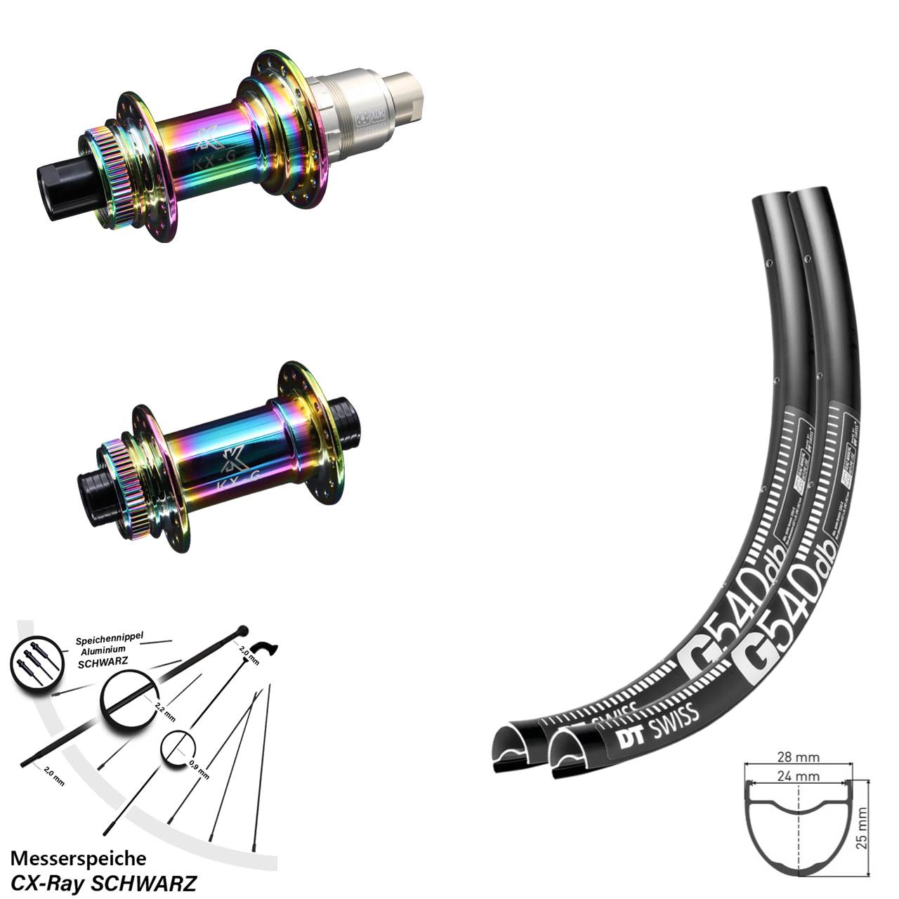 DT Swiss G 540 KX-G Oilslick 28 Zoll Disc Laufradsatz 12x100/142 CX-Ray XDR