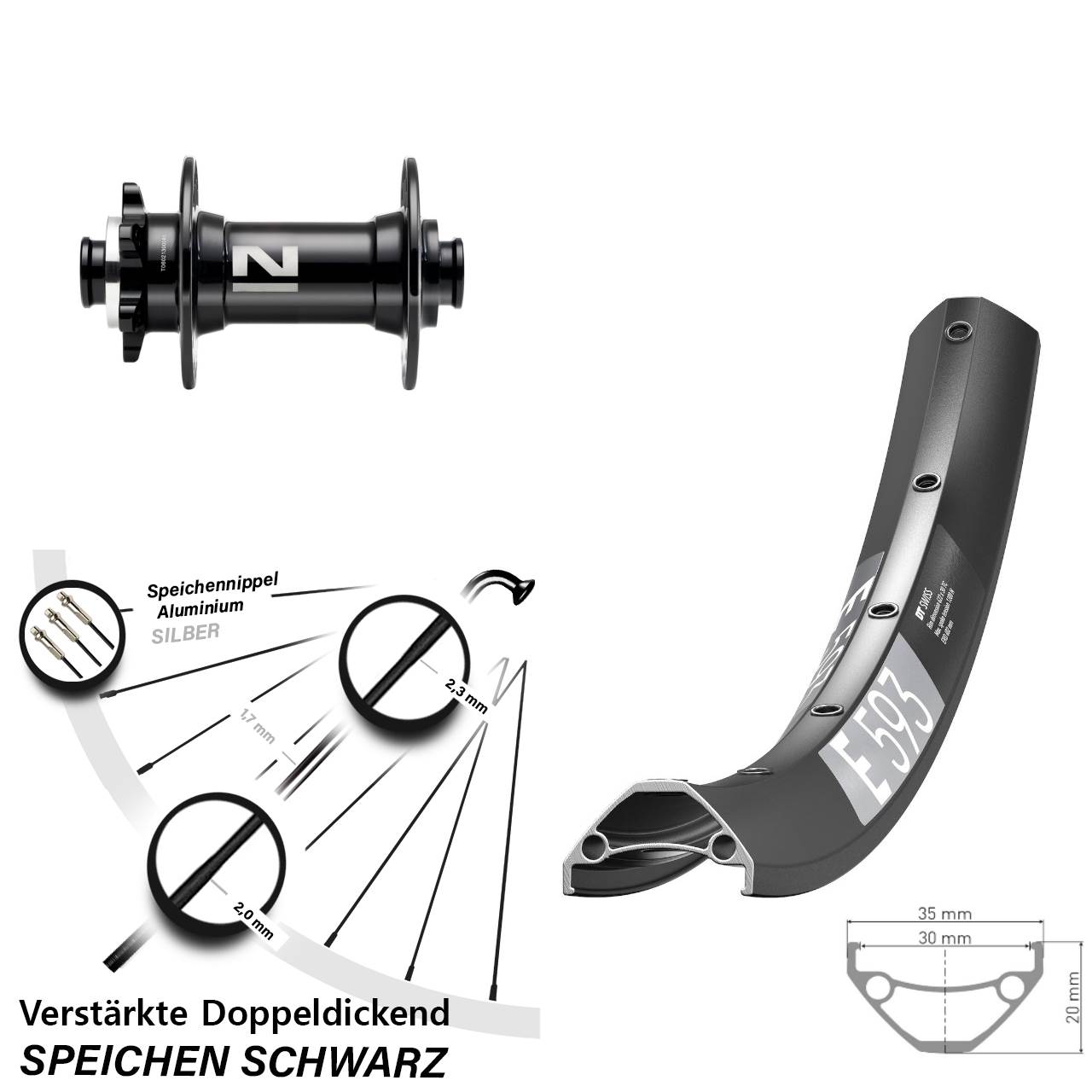 6-Loch Vorderrad 29 Zoll DT Swiss E593 Novatec D041 15x110 Boost