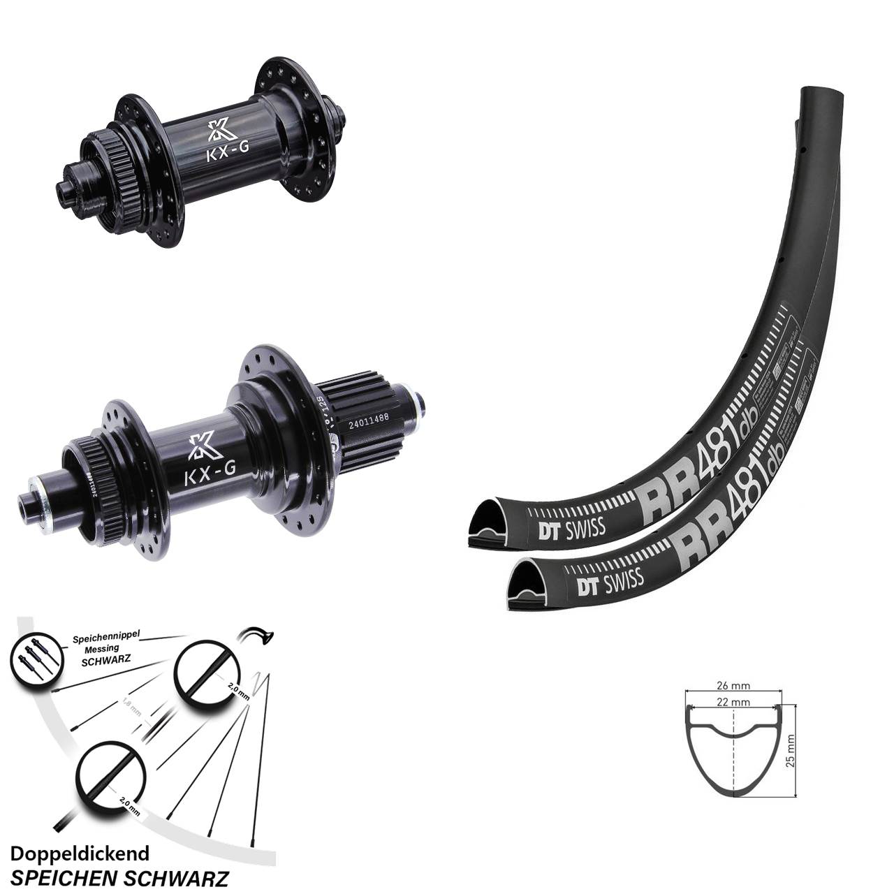 28 Zoll DT Swiss RR481 KX-G Laufradsatz Centerlock QR Shimano Micro Spline