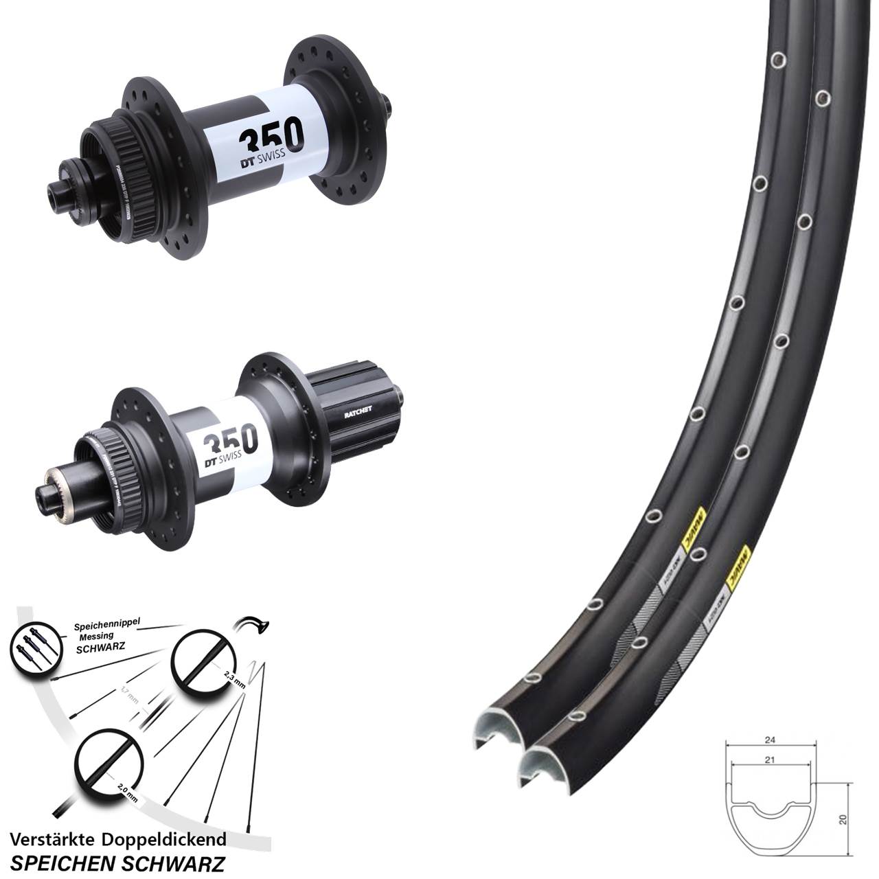 29 Zoll Mavic XC 621 DT Swiss 350 Centerlock Laufradsatz für Schnellspanner 11-12 fach HG