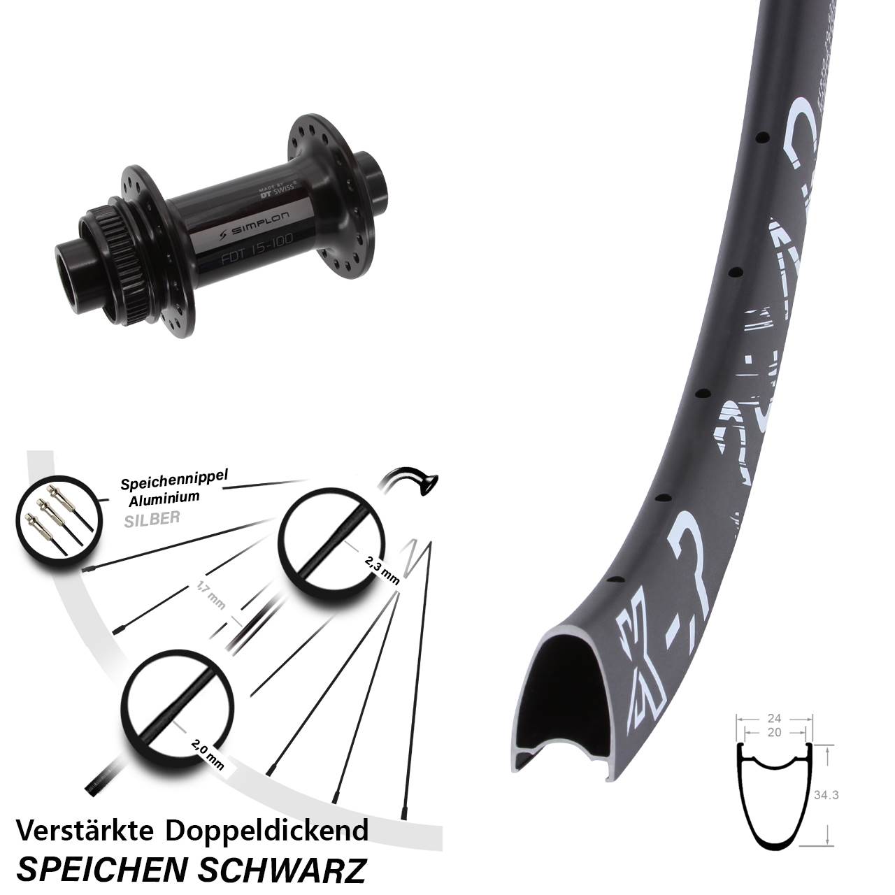 Centerlock Vorderrad 15x100 28 Zoll KX-R Road DT Swiss 370