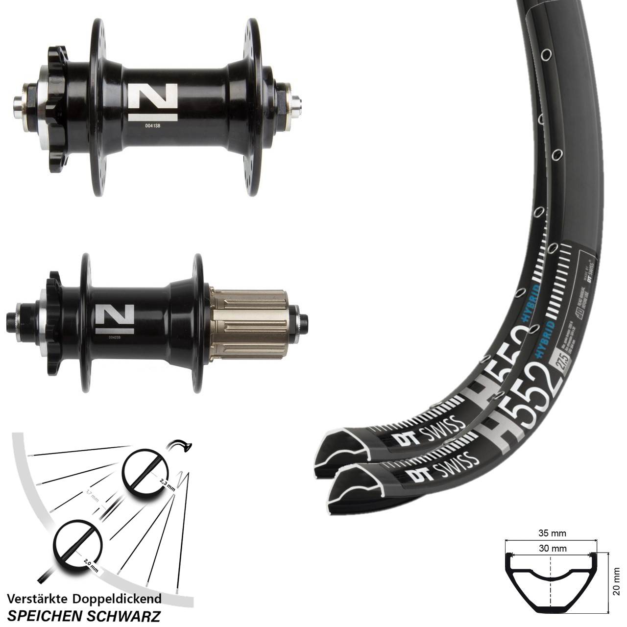 6-Loch Laufradsatz 29 Zoll DT Swiss H 552 Novatec D-041 Novatec D-042SB 8-11 fach HG QR