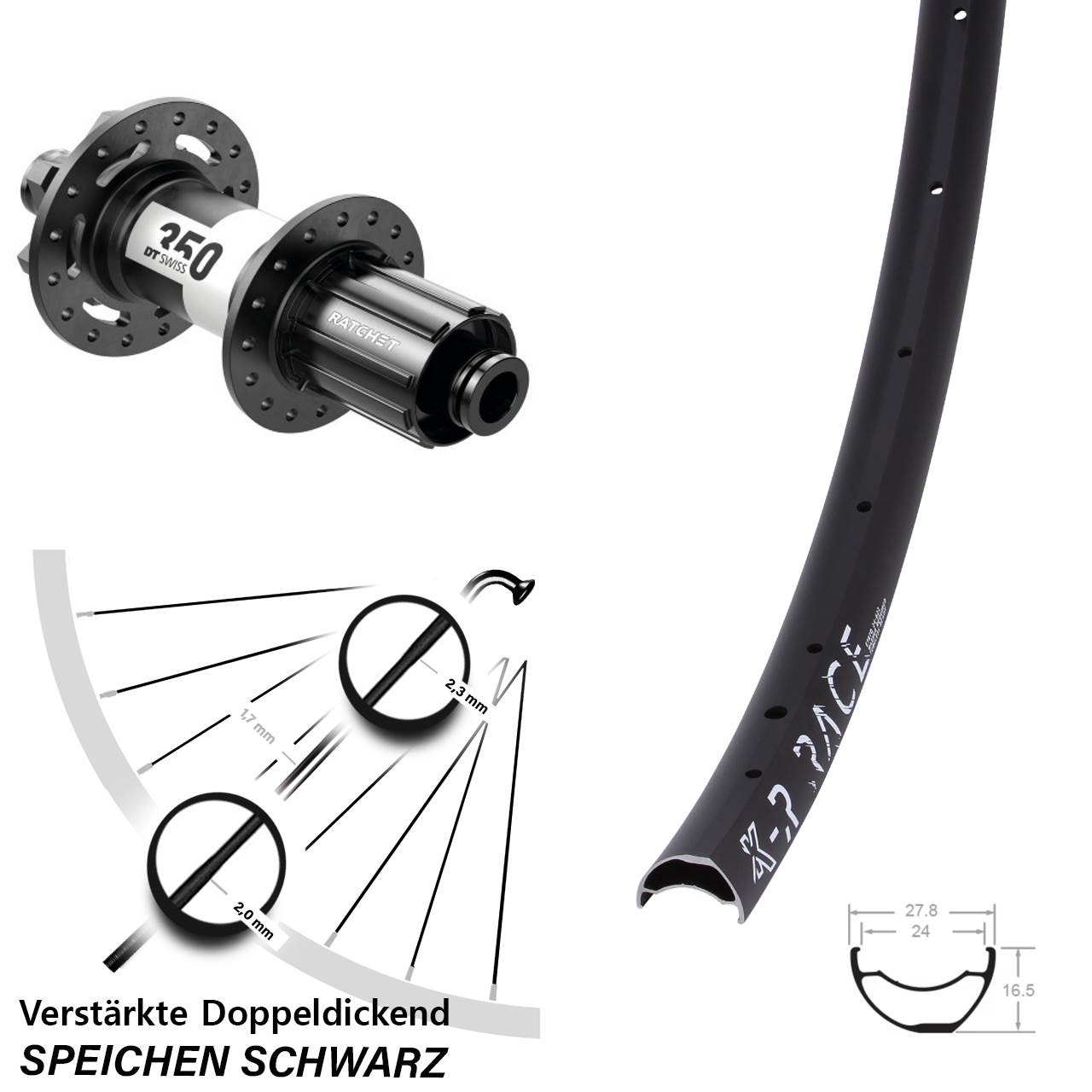 KX-R Race DT Swiss 350 Disc Hinterrad 12x142 8-11 fach