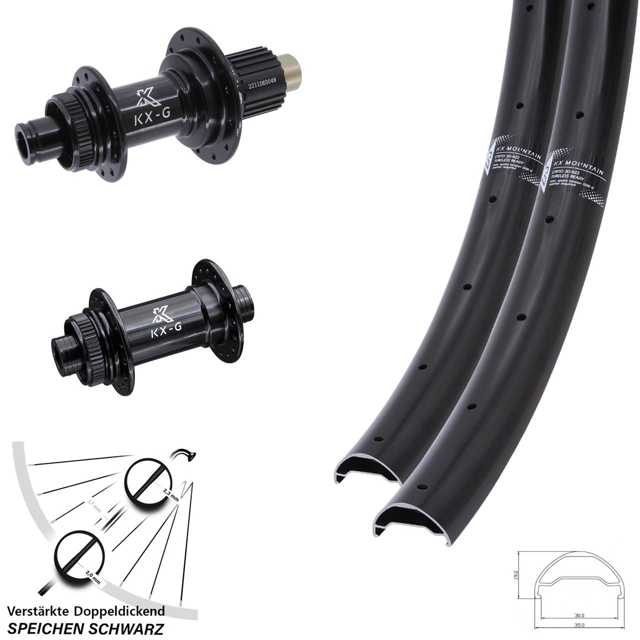 Laufradsatz Centerlock 29 Zoll KX-G Mountain Shimano Micro Spline 15x100 12x142