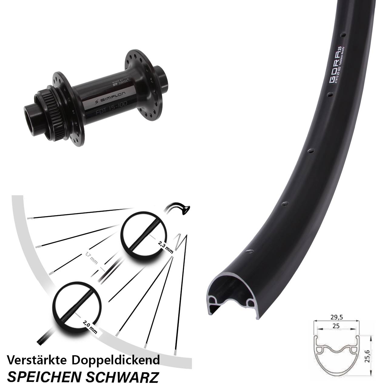 Gora 25 DT Swiss 370 28-29 Zoll Vorderrad Centerlock 15x100