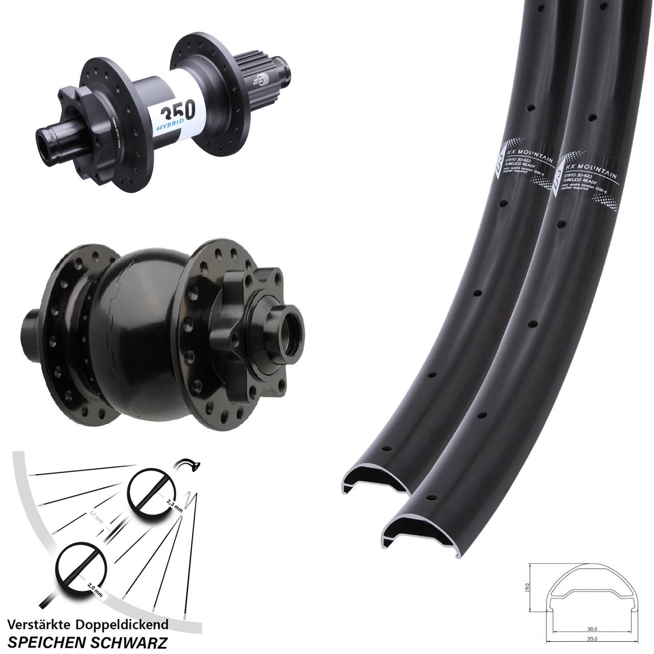 KX Mountain 29 Zoll 6-Loch 12x148/15x110 DT Swiss 350 Hybrid SON 28 Micro Spline