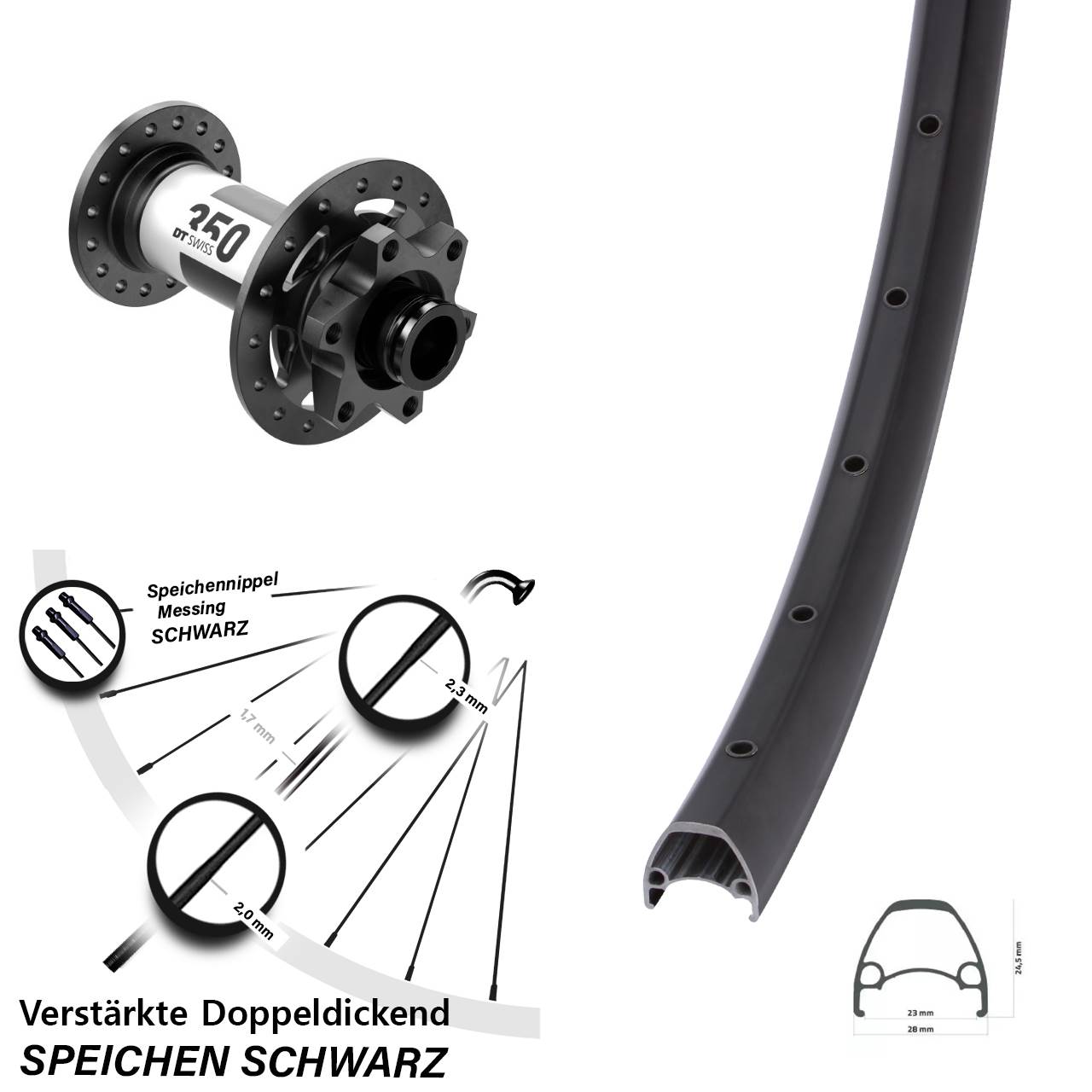 Disc Laufrad 29 Zoll Ambrosio Sport DT Swiss 350 15x110 Boost