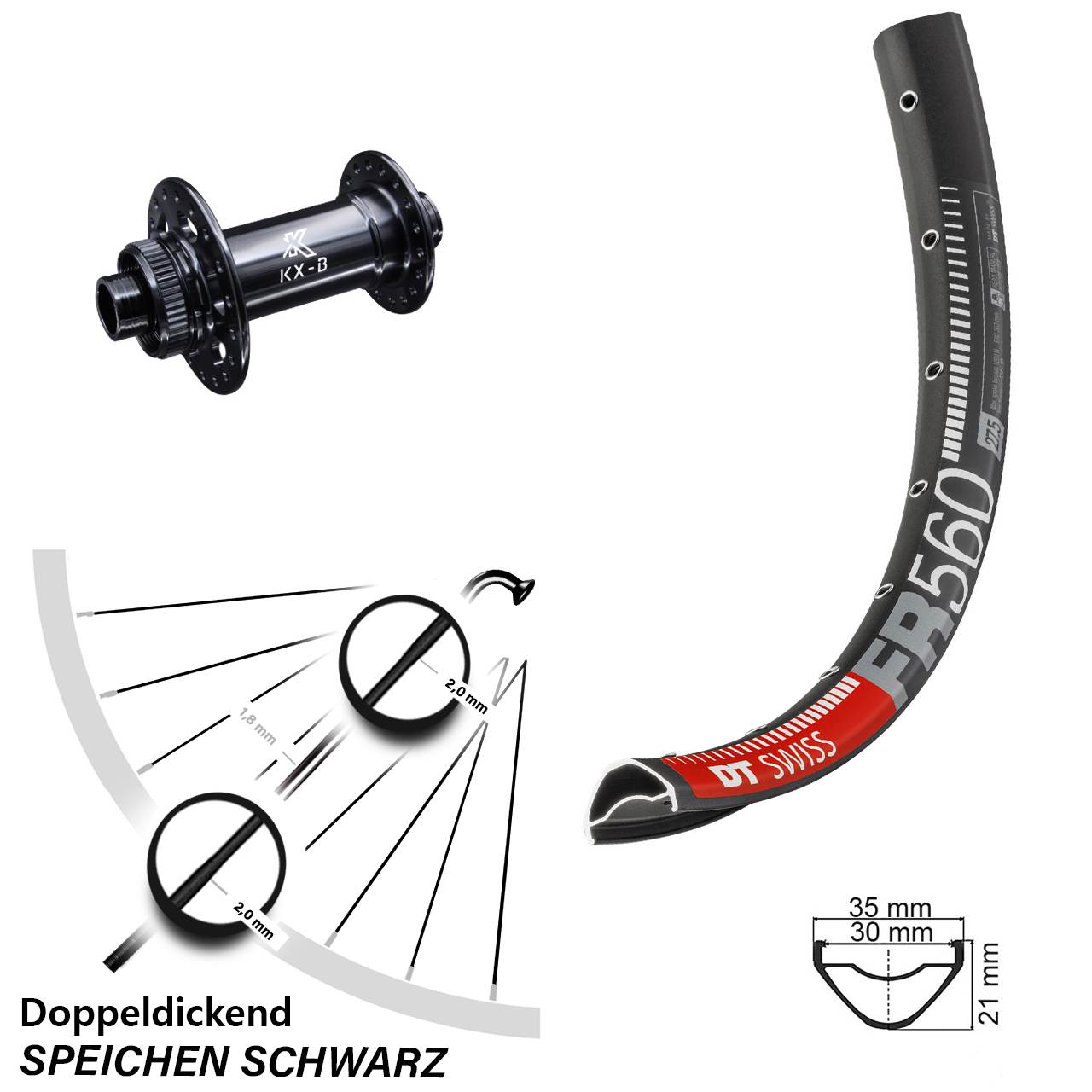 Boost Disc Laufrad 15x110 26 Zoll DT Swiss FR 560 KX-B
