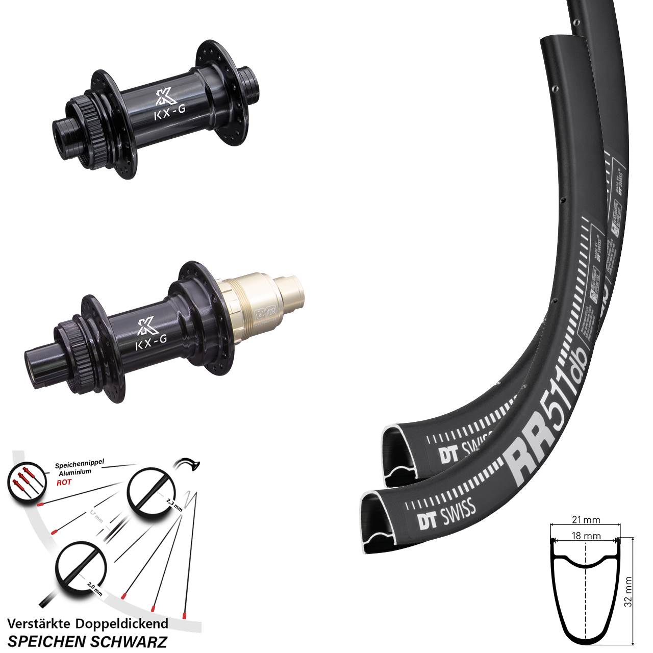 Laufradsatz Centerlock 28 Zoll DT Swiss RR 511 KX-G XDR 15x100 12x142