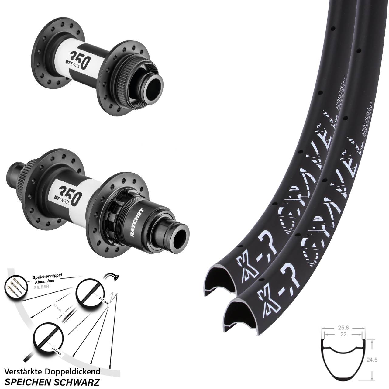 28 Zoll KX R Gravel DT Swiss 350 XDR Centerlock Laufradsatz 15x100/12x142