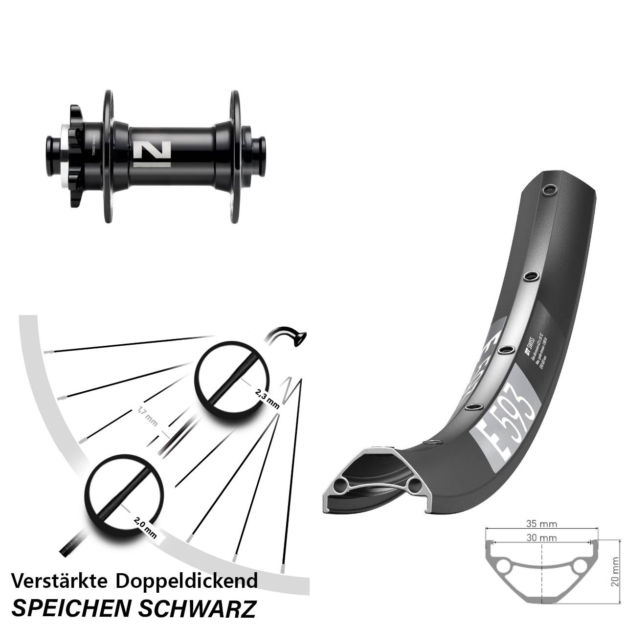 6-Loch Vorderrad 29 Zoll DT Swiss E593 Novatec D041 15x110 Boost