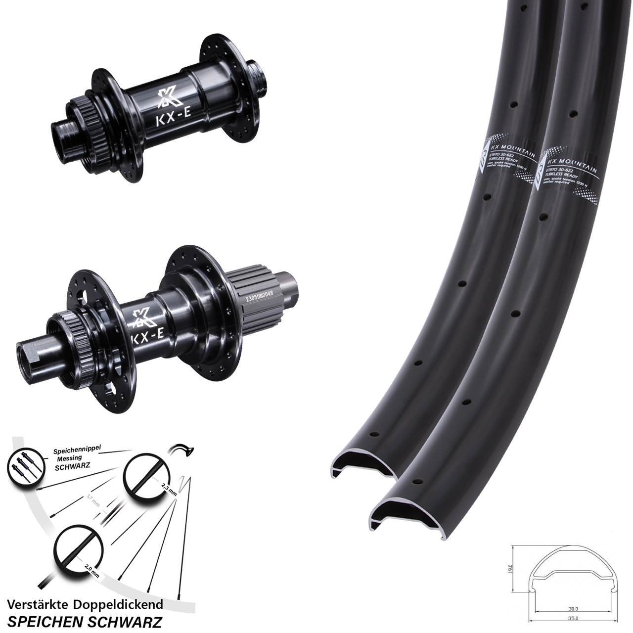 29 Zoll KX-E Mountain TR Stahlfreilauf Laufradsatz Centerlock 15x100 12x142 Micro Spline