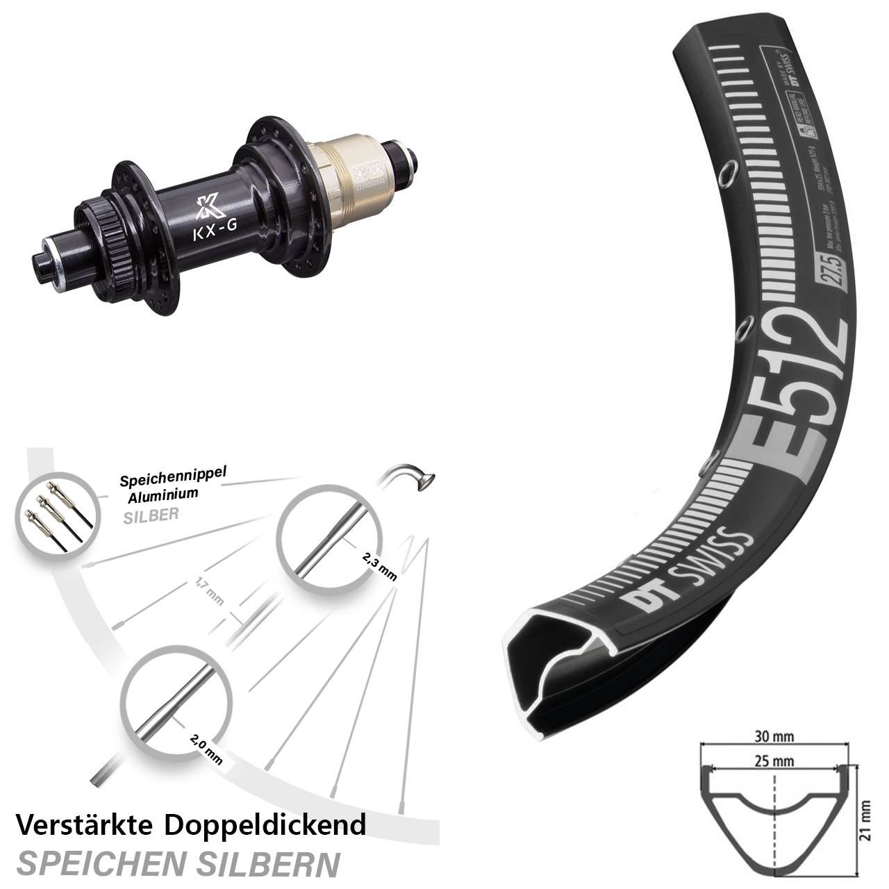 Centerlock Hinterrad 29 Zoll DT Swiss E512 KX-G XDR für Schnellspanner
