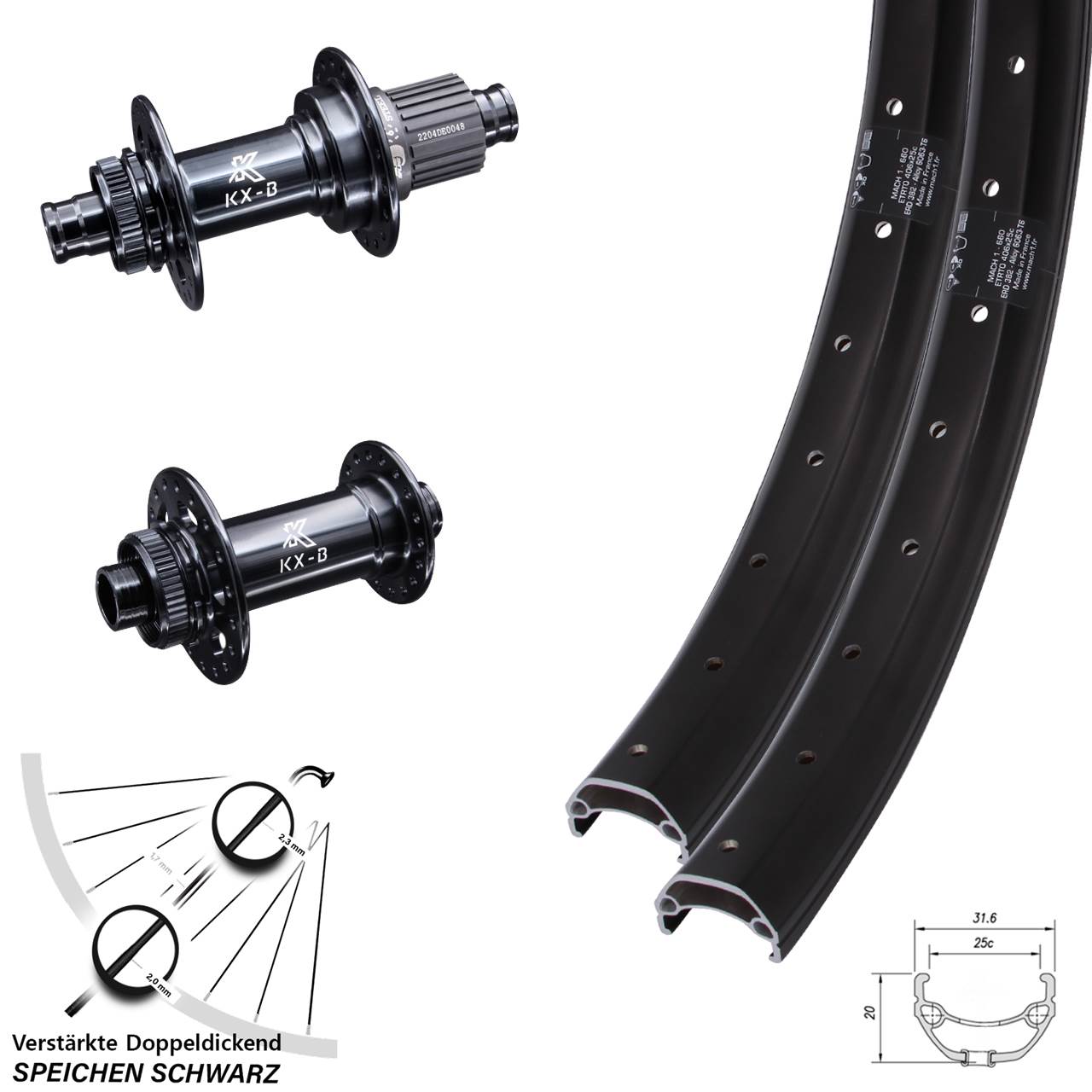 20 Zoll Mach1 Kargo KX-BS Disc Laufradsatz 15x110 12x148 Micro Spline