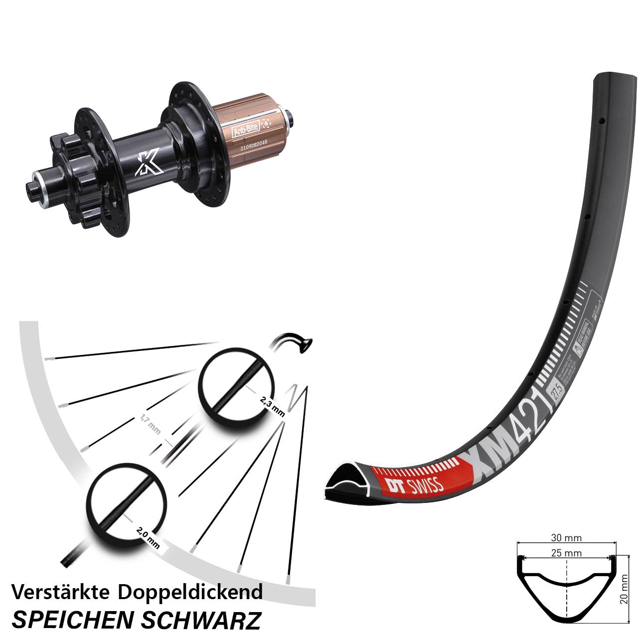 29 Zoll KX-M 6-loch DT Swiss XM 421 Disc-Hinterrad