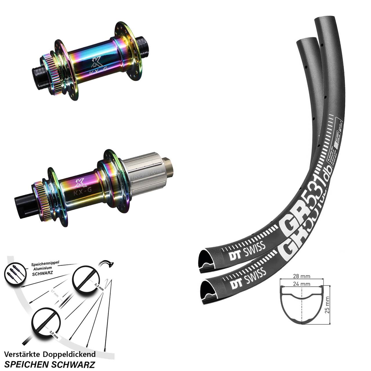 DT Swiss GR531 KX-G Oilslick 28-29 Zoll Disc Laufrad-Satz 12x100/142 8-12 fach HG