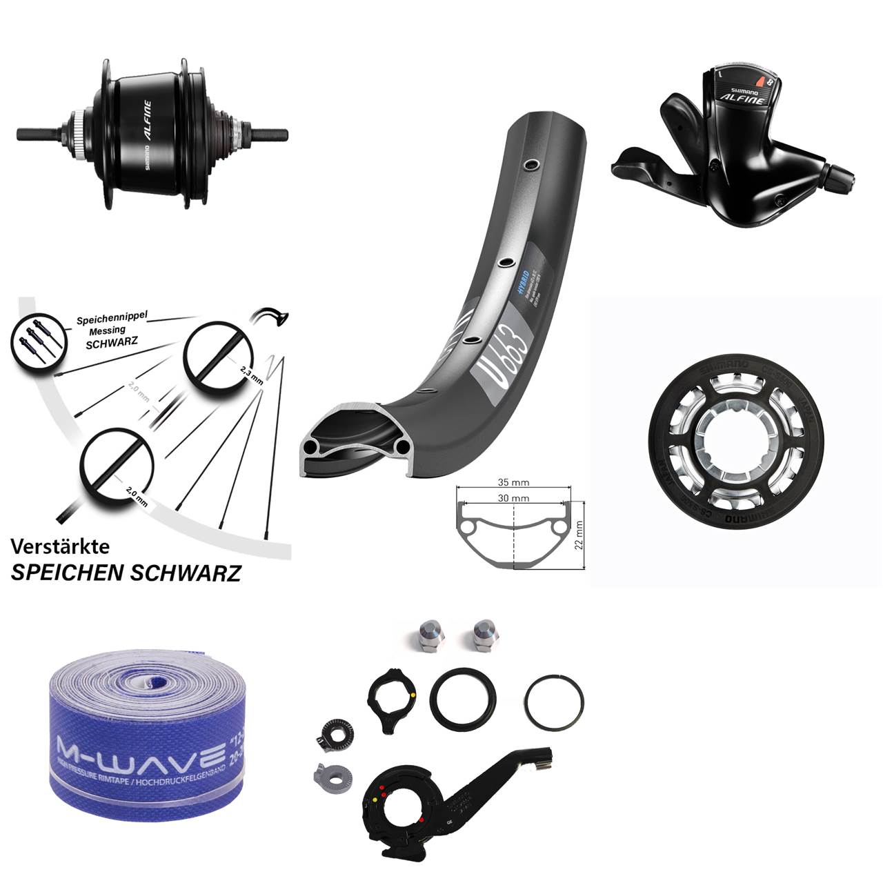 20 Zoll Lastenrad-Hinterrad Shimano Alfine 8 Gang DT Swiss U663