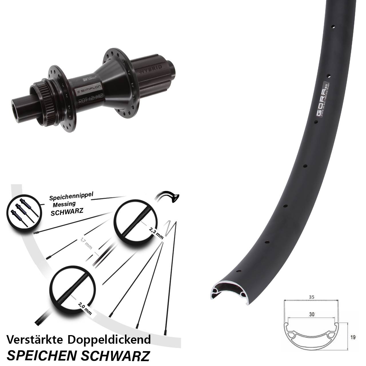 Gora 30 DT Swiss 370 Hybrid 26 Zoll Centerlock Hinterrad 12x142 8-11 fach
