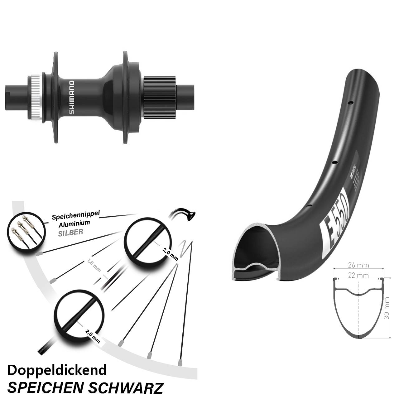 Hinterrad Centerlock 28 Zoll DT Swiss E550 Shimano FH-MT410 Micro Spline 12x142