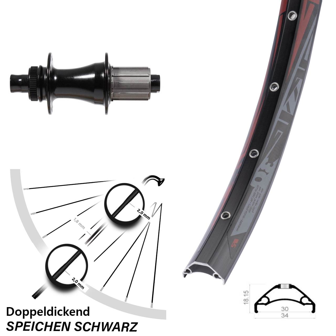 Rodi TRYP30 Formula CL-148S 29 Zoll Hinterrad Centerlock 12x148 Boost 8-11 fach