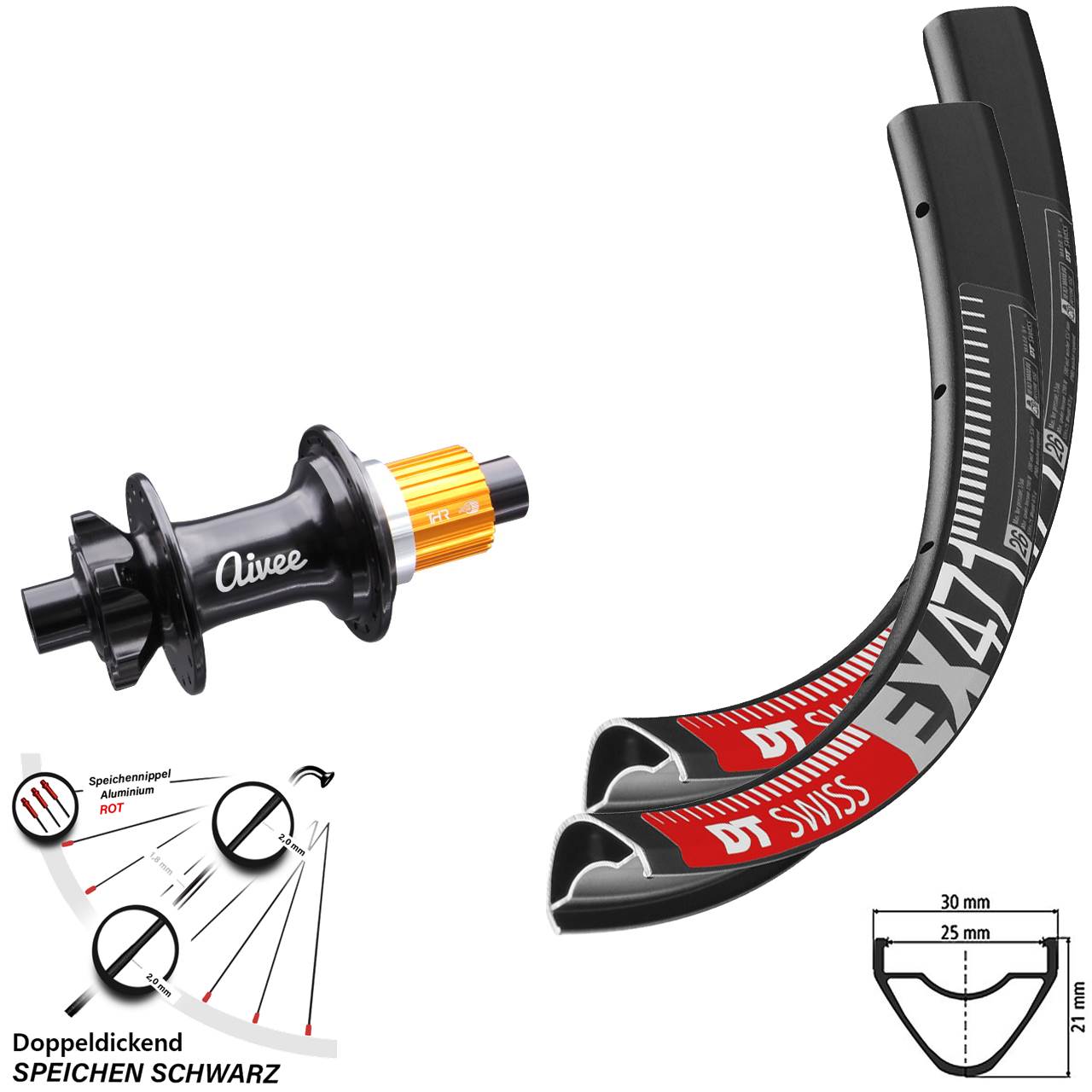 Laufradsatz 29 Zoll DT Swiss EX 471 Nabe Aivee Classic Boost Shimano Micro Spline