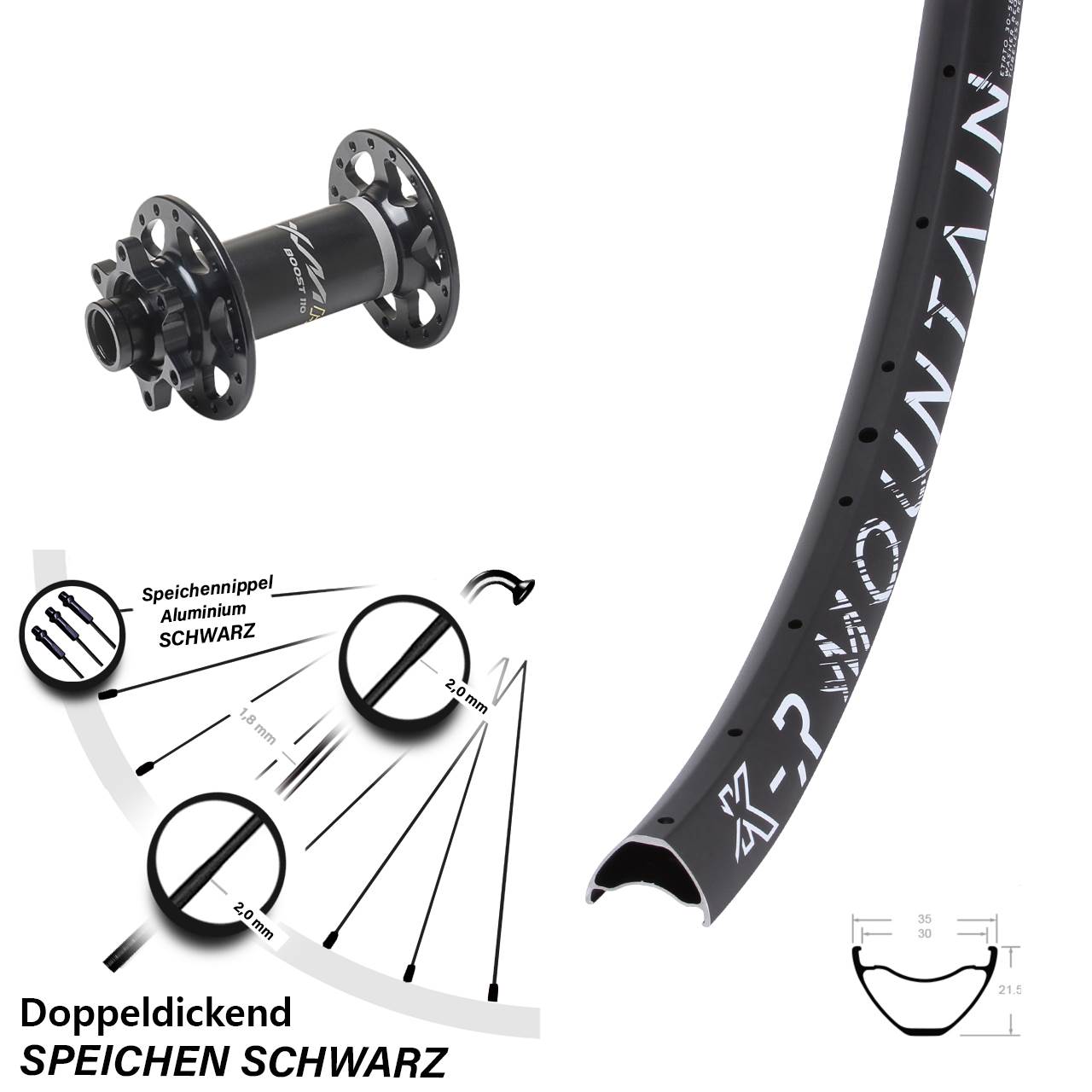 Disc Laufrad 27,5 Zoll KX-R Mountain Miche XMH 550 15x110 Boost