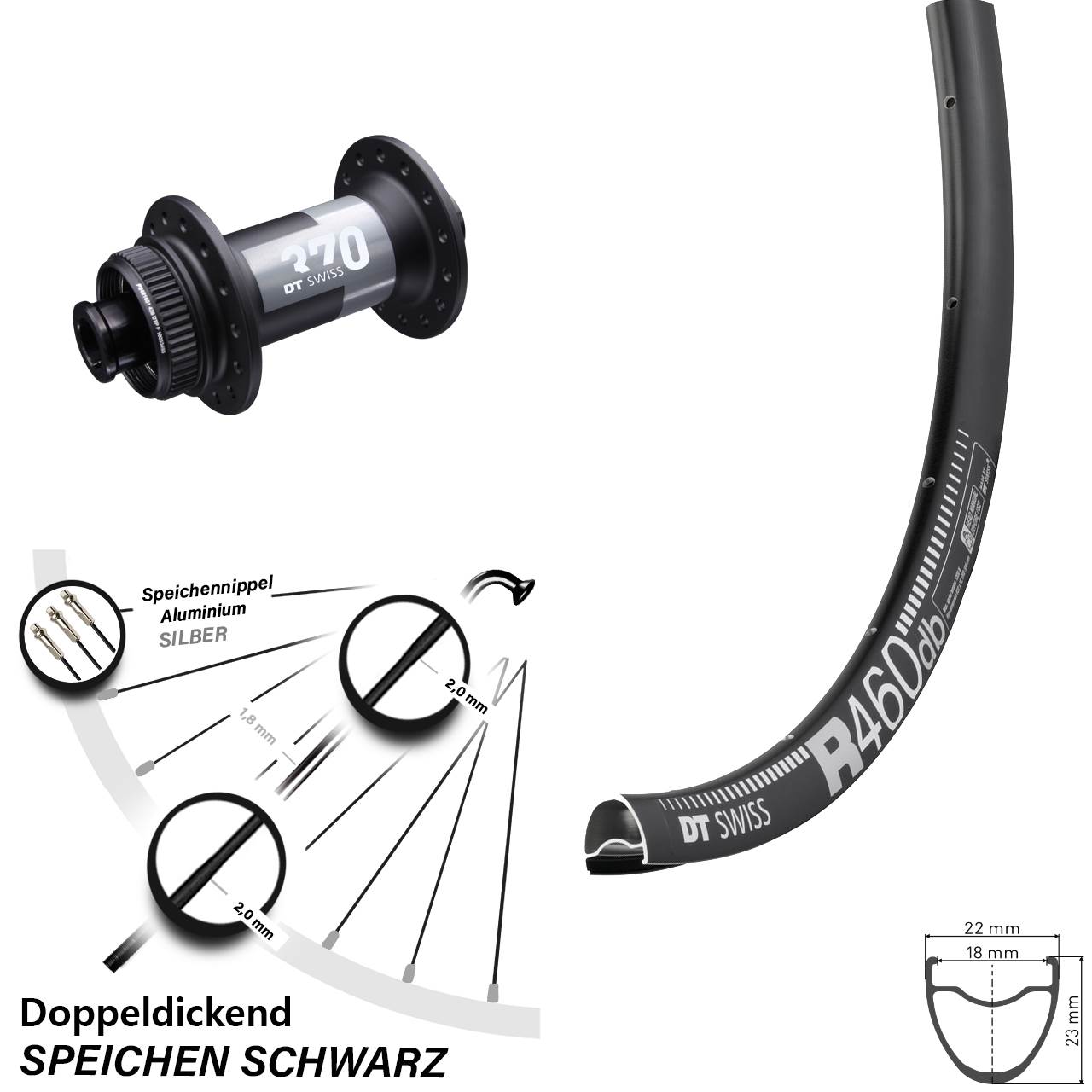 Disc Laufrad 15x100 28 Zoll DT Swiss R 460 370