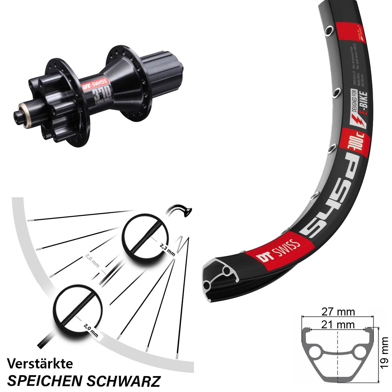 Disc Laufrad QR 28 Zoll DT Swiss 545 370 Hybrid 8-11 fach
