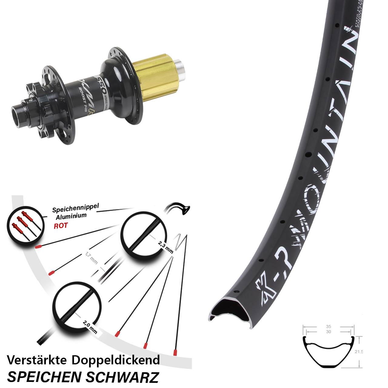 Disc Laufrad 12x148 27,5 Zoll KX-R Mountain Miche XMH 550 8-11 fach HG