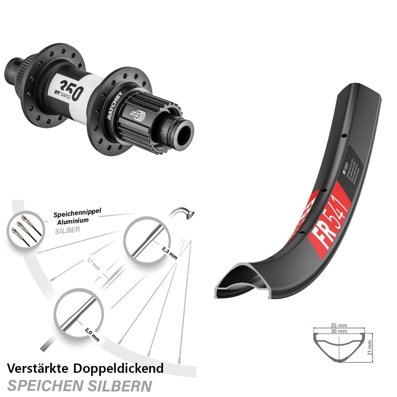 DT Swiss FR 541-350 29 Zoll Centerlock Hinterrad 12x148 Boost Micro Spline