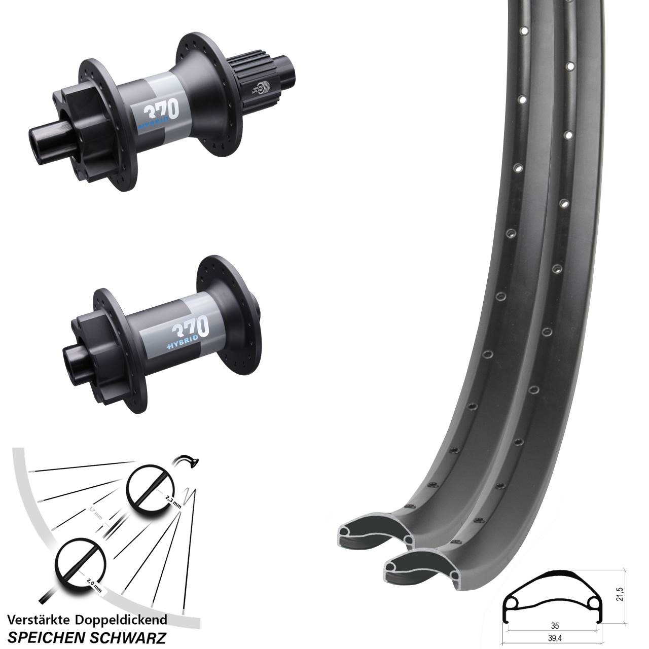 Ambrosio E35 DT Swiss 370 Hybrid 29 Zoll Disc Laufradsatz Boost Micro Spline