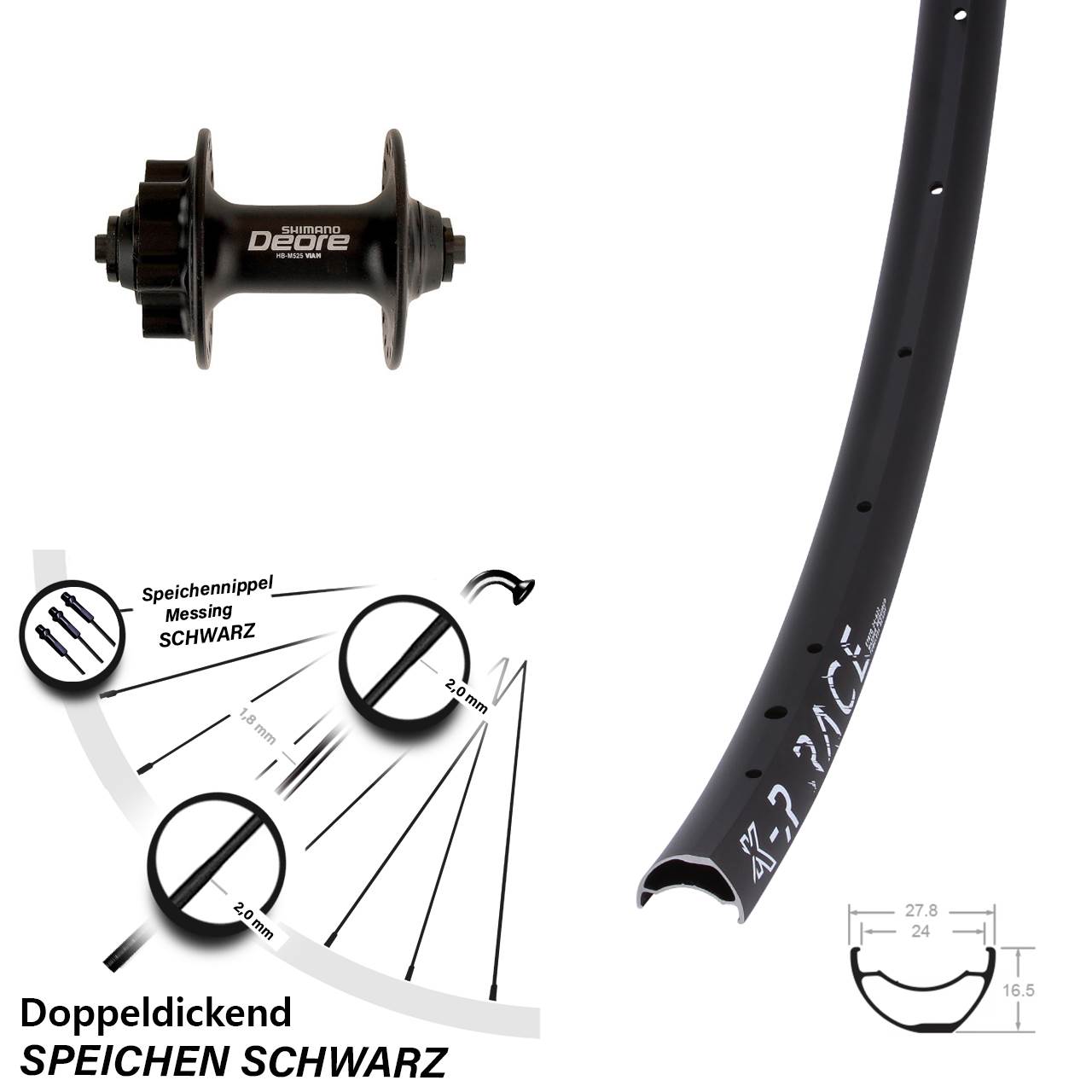 28-29 Zoll KX-R Race Shimano Deore Disc Vorderrad für Schnellspanner