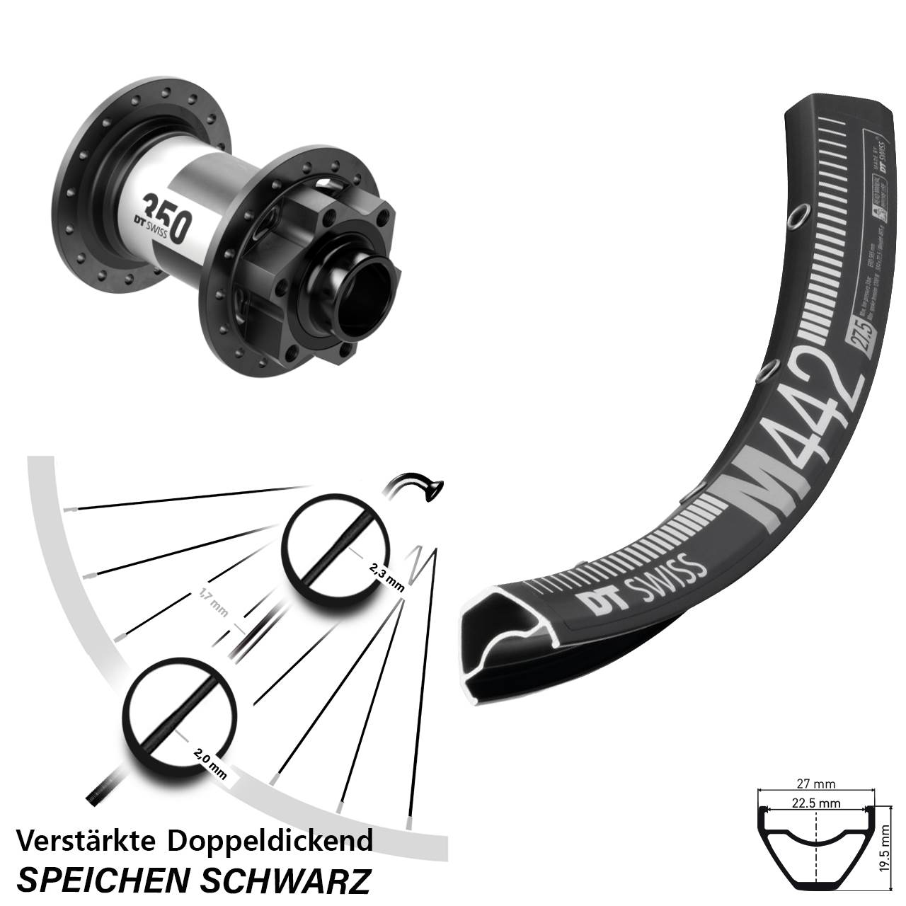 Disc Laufrad 28-29 Zoll DT Swiss M442-350 20x110 Boost