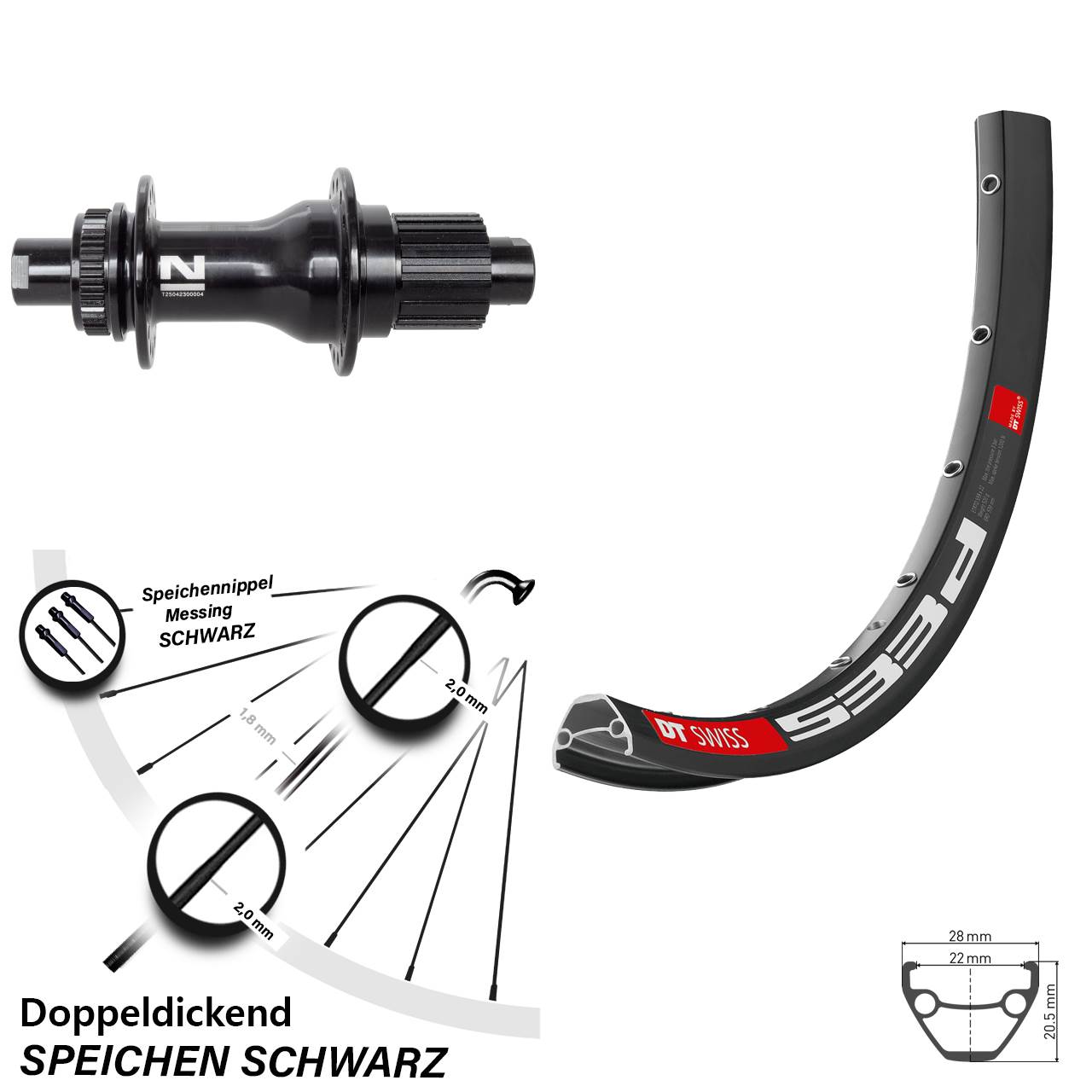 Centerlock Hinterrad 26 Zoll DT Swiss 533 D Novatec D792SB Shimano Micro Spline 12x142