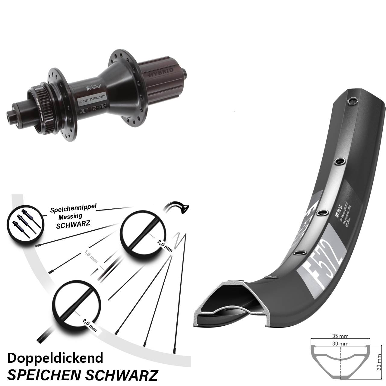29 Zoll DT Swiss F572-370 Hybrid Disc Laufrad QR 8-11 fach