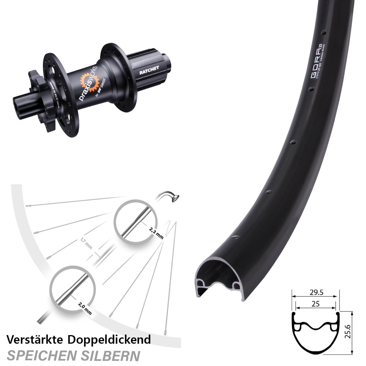 Disc Laufrad 28-29 Zoll Gora 25 DT Swiss 350 8-11 fach 12x142